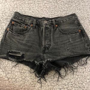 Black faded Levi 501 shorts